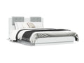 Bed Frame with Headboard with LED - White Engineered Wood, W 76 x D 56.3 x H 33.1 in