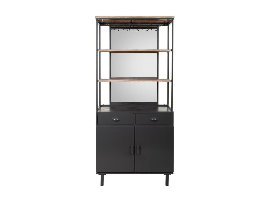 Display Cabinet - Gray Metal, W 31.5 x D 16.5 x H 71.9 in