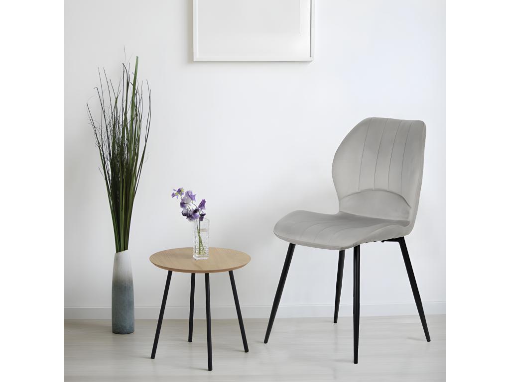 Set of 2 Chairs - Light Gray Velvet, W 18.9 x D 21.7 x H 33.5 in