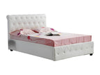 Bed - White Faux Leather, W 65 x D 85.8 x H 46.5 in