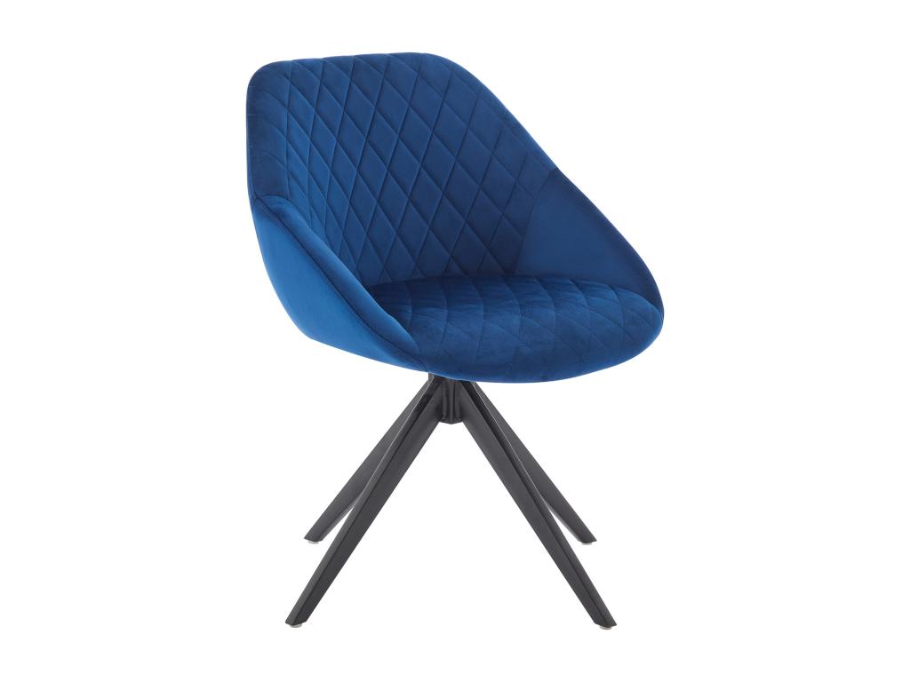 Chair - Blue Polyester Fabric, Velvet, W 21.3 x D 22 x H 29.9 in