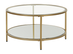 Coffee Table - Gold Steel, W 27.6 x D 27.6 x H 15.7 in