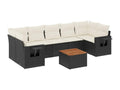 8-Piece Outdoor Patio Set with Cushions - Black Resin, W 25.8 x D 24.4 x H 27.2 in