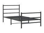 Bed Frame with Headboard - Black Steel, W 81.5 x D 41.3 x H 35.4 in