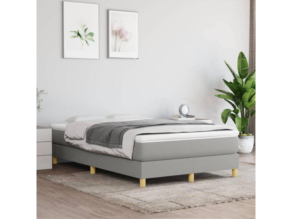 Bed Frame with Mattress - Light Gray Engineered Wood, W 76 x D 48.4 x H 9.8 in