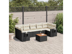 8-Piece Outdoor Patio Set with Cushions - Black Resin, W 25.8 x D 24.4 x H 27.2 in