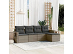 5-Piece Outdoor Patio Set with Cushions - Brown Wood, W 26 x D 24.4 x H 27.8 in