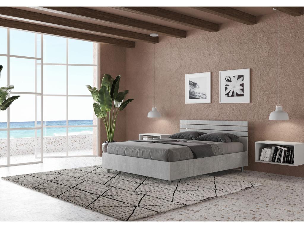 Bed - Gray Engineered Wood, W 57.9 x D 82.3 x H 35.8 in