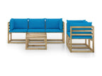 6-Piece Outdoor Patio Set with Cushions - White Wood, W 27.6 x D 27.6 x H 26.4 in