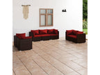 7-Piece Outdoor Patio Set with Cushions - White Wood, W 27.6 x D 27.6 x H 26.4 in