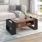 Coffee Table - Black Engineered Wood, W 41.9 x D 23.6 x H 15.7 in