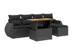 6-Piece Outdoor Patio Set with Cushions - Black Resin, W 21.7 x D 24.4 x H 27.2 in