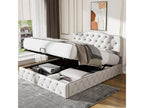 Bed - White Wood, W 79.9 x D 56.7 x H 40.9 in