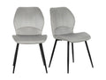 Set of 2 Chairs - Light Gray Velvet, W 18.9 x D 21.7 x H 33.5 in
