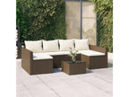 2-Piece Outdoor Patio Set with Cushions - Brown Wood, W 27.8 x D 27.8 x H 25.6 in