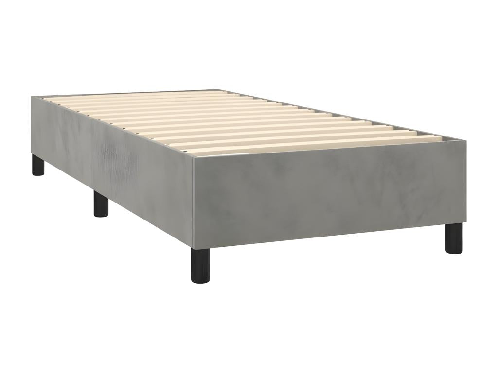 Bed Frame with Mattress - White Velvet, W 79.9 x D 40.6 x H 46.5 in