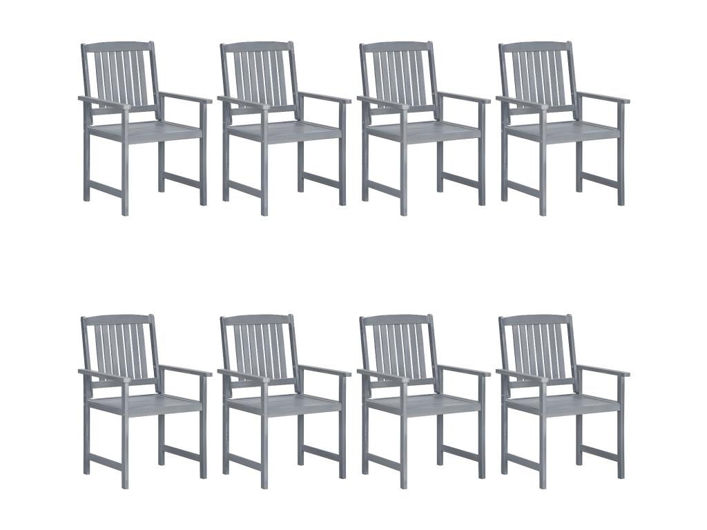 Set of 8 Chairs - Gray Polyester Fabric, W 24 x D 22.4 x H 36.2 in