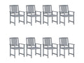 Set of 8 Chairs - Gray Polyester Fabric, W 24 x D 22.4 x H 36.2 in