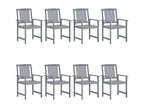 Set of 8 Chairs - Gray Polyester Fabric, W 24 x D 22.4 x H 36.2 in