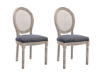 Set of 2 Chairs - Gray Polyester Fabric, Solid Wood, W 19.3 x D 22.6 x H 37.4 in