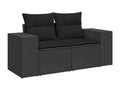 8-Piece Outdoor Patio Set with Cushions - Black Resin, W 24.4 x D 24.4 x H 27.2 in