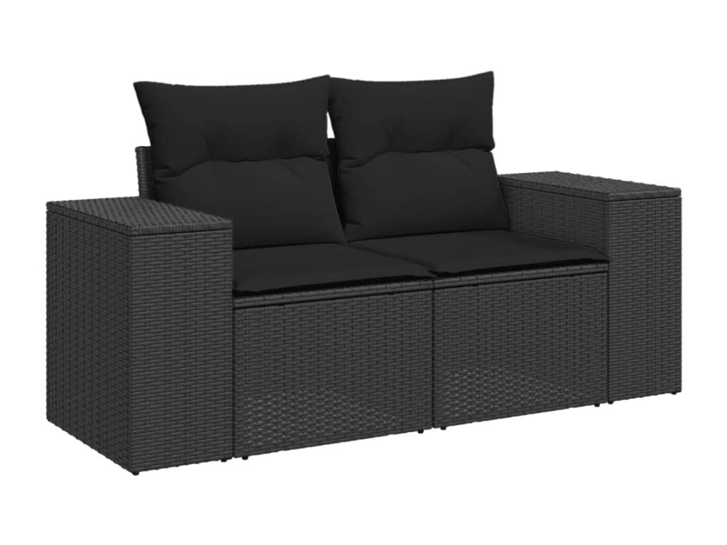 8-Piece Outdoor Patio Set with Cushions - Black Resin, W 24.4 x D 24.4 x H 27.2 in