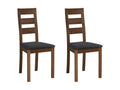 Set of 2 Chairs - Natural Polyester Fabric, Solid Wood, W 17.7 x D 20.3 x H 38 in