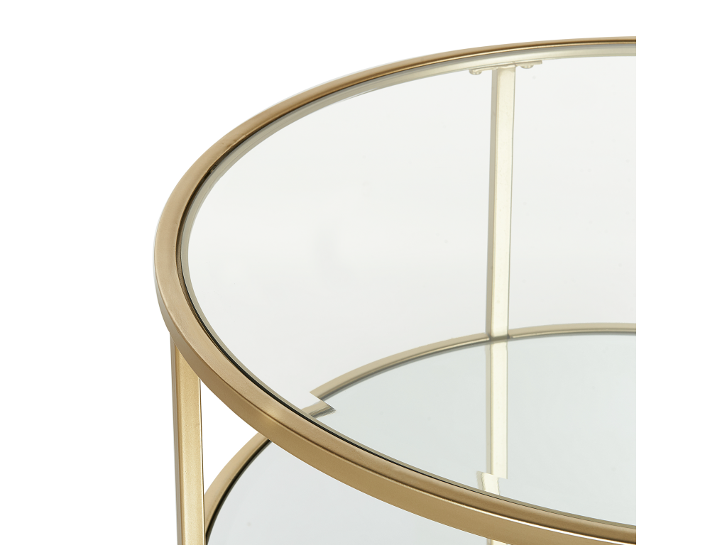 Coffee Table - Gold Steel, W 27.6 x D 27.6 x H 15.7 in