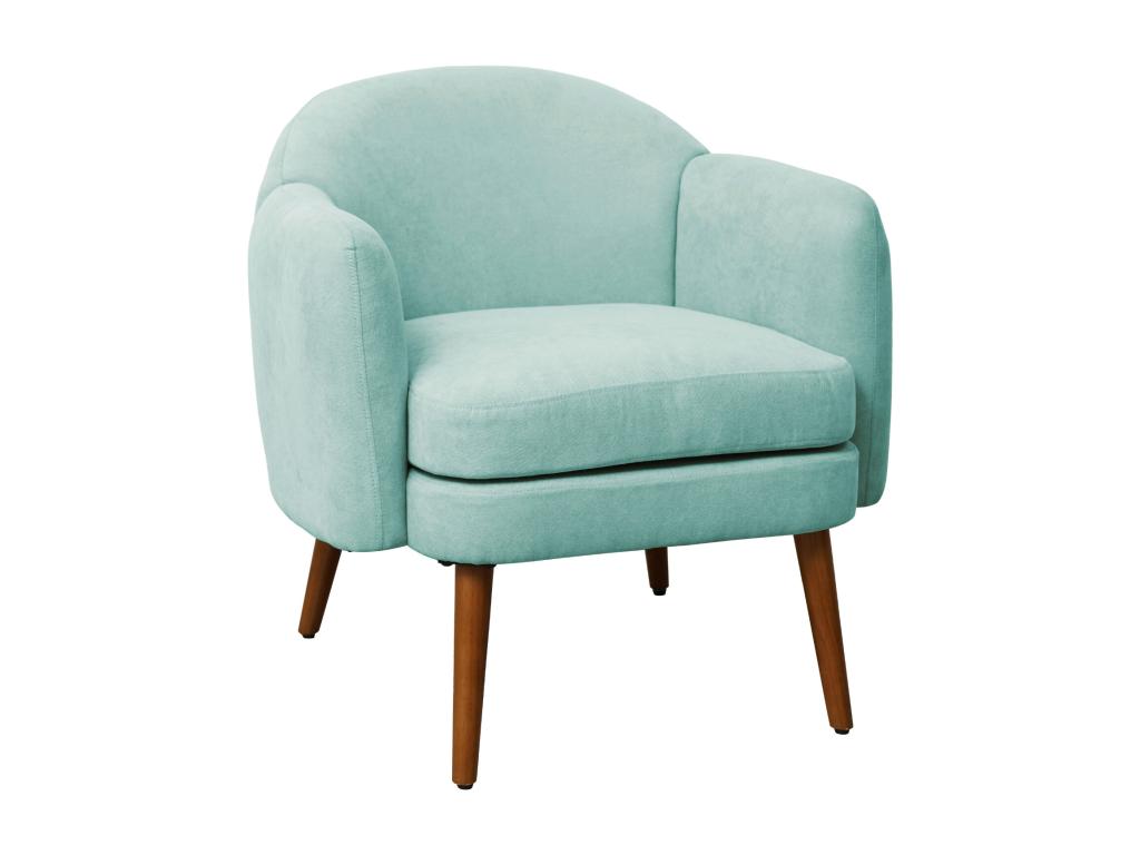Armchair - Blue Polyester Fabric, W 23.6 x D 26.8 x H 31.1 in