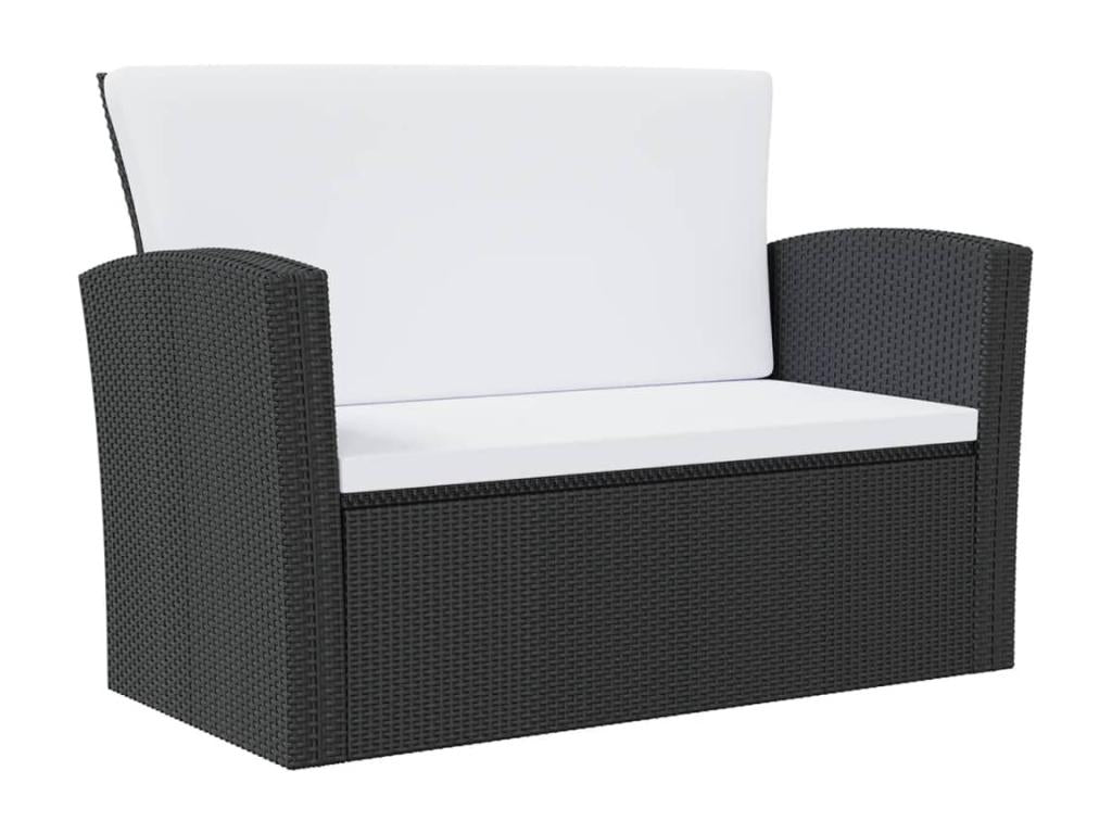 8-Piece Outdoor Patio Set with Cushions - Black Resin, W 23.6 x D 23.6 x H 23.6 in