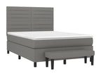Bed Frame with Mattress - Gray Polyester Fabric, W 76 x D 56.7 x H 50.4 in