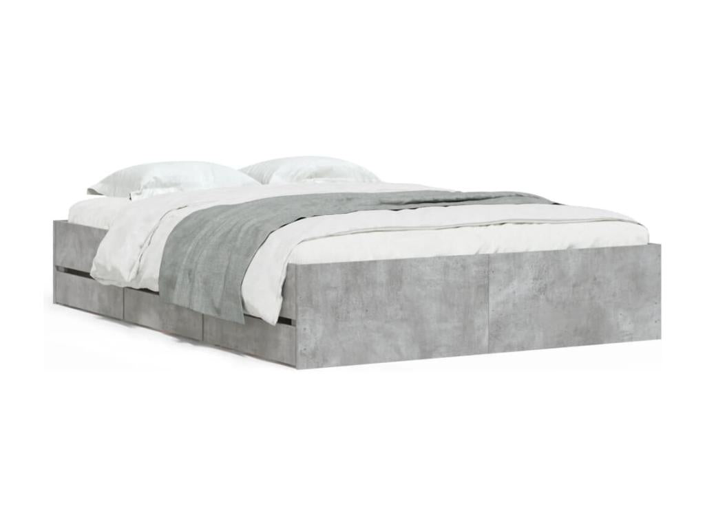 Bed - Gray Wood, W 79.9 x D 48.4 x H 13 in