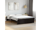 Bed Frame with Mattress - Black Wood, W 79.9 x D 56.3 x H 15.9 in