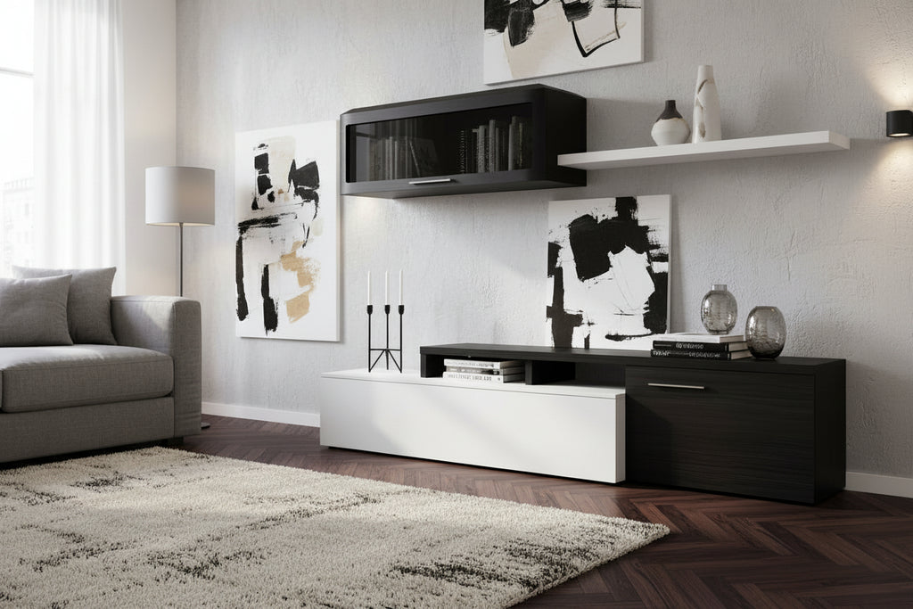 TV Stand - Gray Engineered Wood, W 78.7 x D 16.1 x H 17.3 in