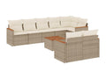 9-Piece Outdoor Patio Set with Cushions - White Wood, W 25 x D 25 x H 23.6 in