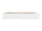 Bed Frame with Mattress - White Wood, W 79.9 x D 56.3 x H 12.6 in