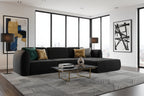 Sofa - Black Polyester Fabric, W 66.9 x D 114.2 x H 29.1 in