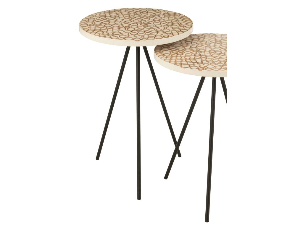 Set of 2 Tables - Beige, W 15 x D 15 x H 22.8 in