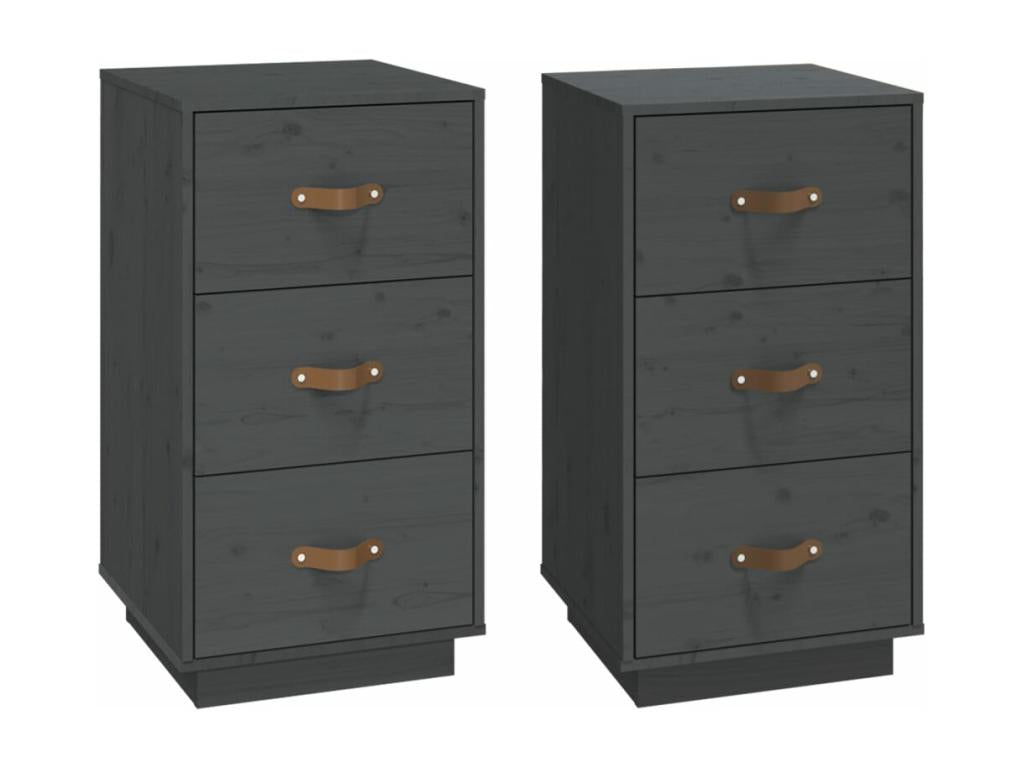 Set of 2 Tables - Gray Wood, W 15.7 x D 15.7 x H 29.5 in