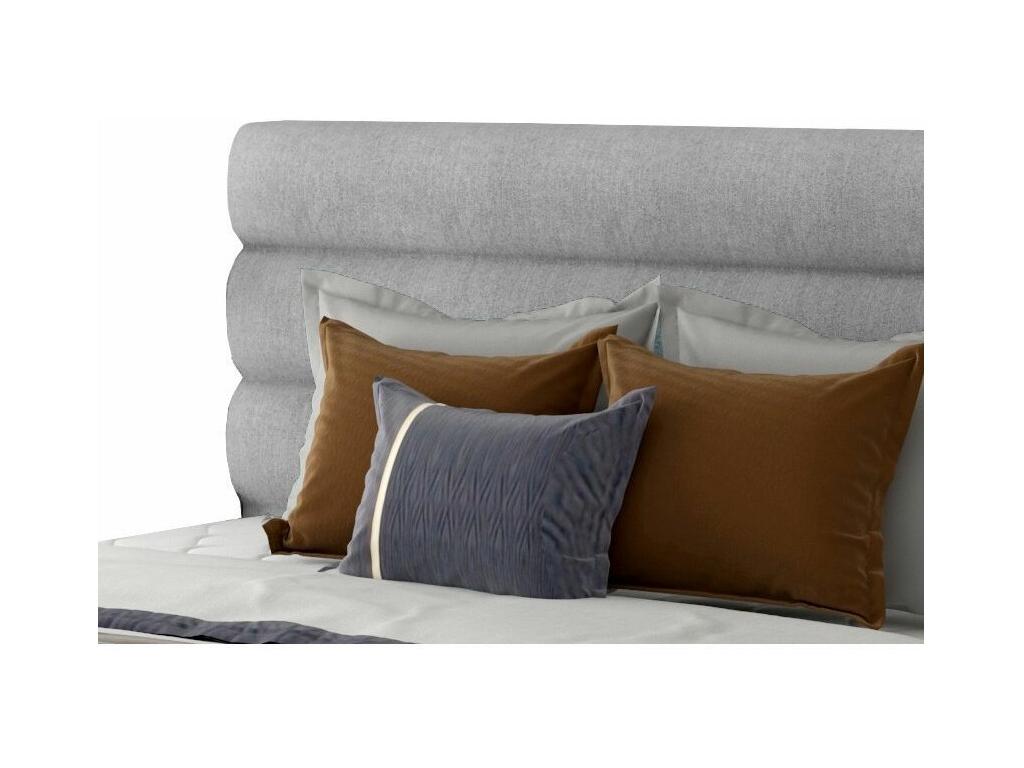 Bed - Gray Polyester Fabric, W 70.9 x D 87.8 x H 36.6 in