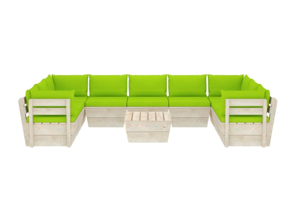 10-Piece Outdoor Patio Set with Cushions - Black Resin, W 23.6 x D 23.6 x H 23.6 in