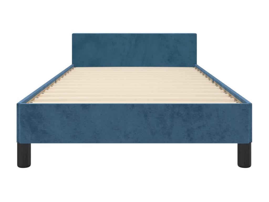 Bed Frame with Headboard - Blue Wood, W 79.9 x D 40.6 x H 50.4 in