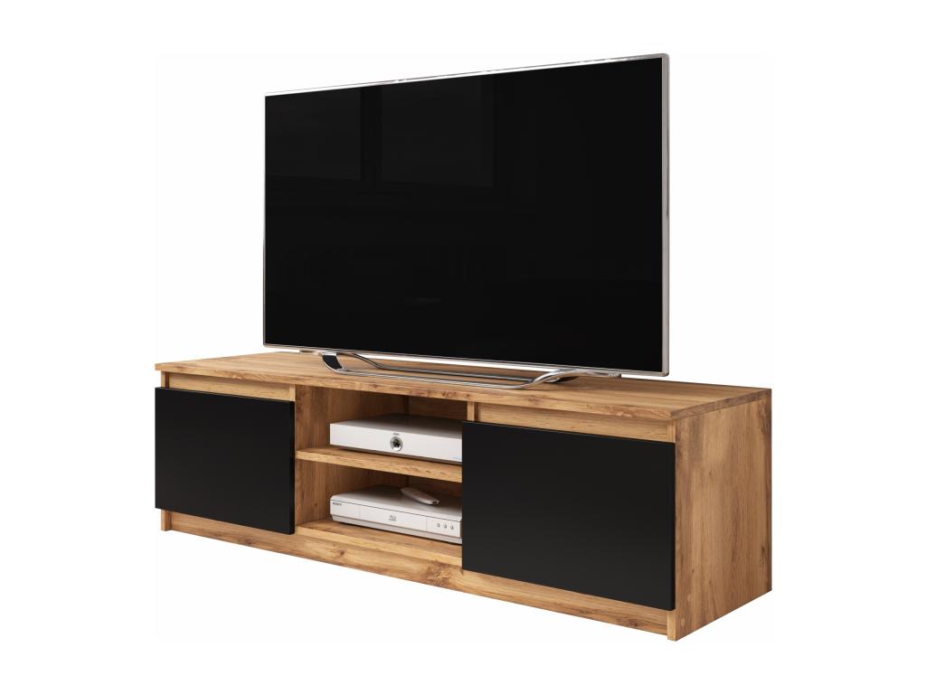 TV Stand with LED - Natural Engineered Wood, W 47.2 x D 15 x H 14 in