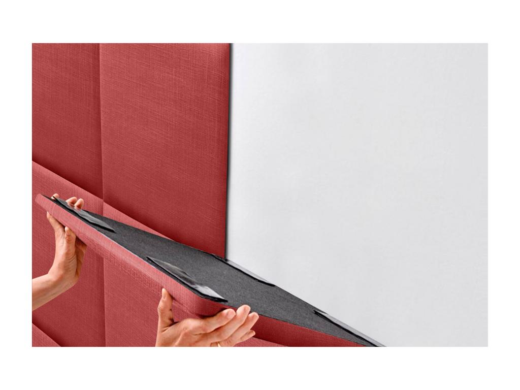 Bed - Red Linen, W 55.1 x D 1.6 x H 47.2 in