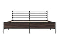 Bed Frame with Mattress - Brown Wood, W 79.9 x D 64.2 x H 29.1 in