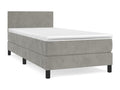 Bed Frame with Mattress - Gray Velvet, W 79.9 x D 31.5 x H 34.6 in