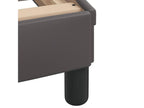 Bed Frame with Mattress - Gray Faux Leather, W 81.9 x D 37.4 x H 29.3 in