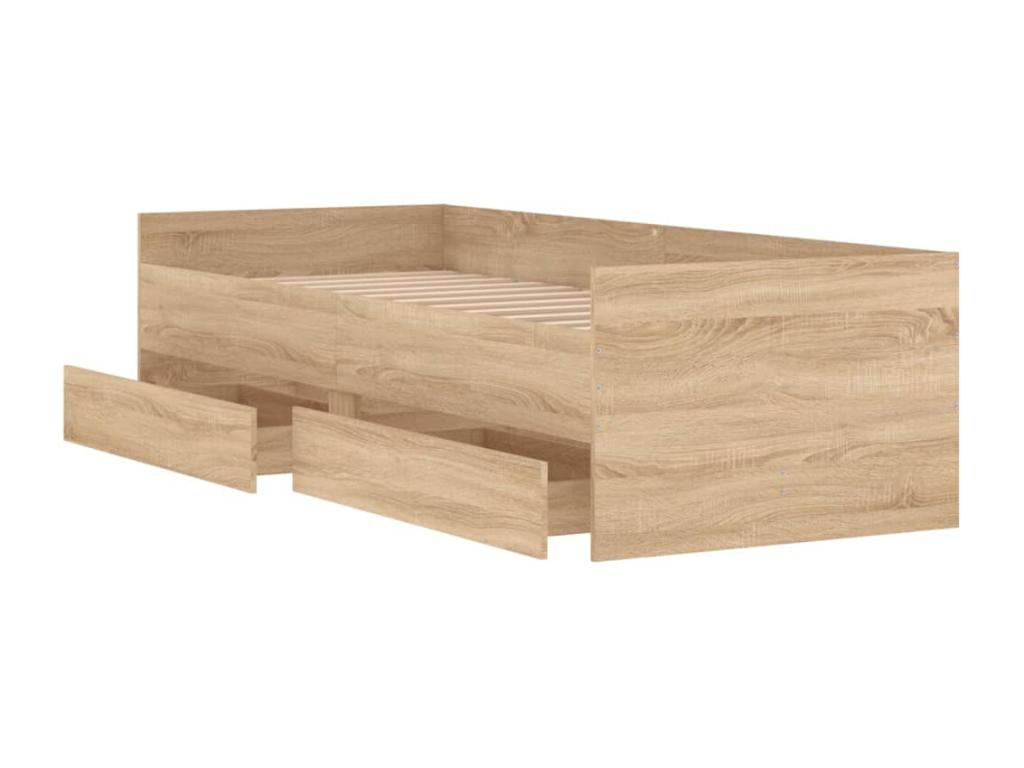 Bed - Natural Wood, W 76 x D 36.6 x H 19.7 in