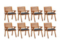 Set of 8 Chairs - Gray Polyester Fabric, W 23.2 x D 23.2 x H 34.3 in