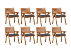Set of 8 Chairs - Gray Polyester Fabric, W 23.2 x D 23.2 x H 34.3 in